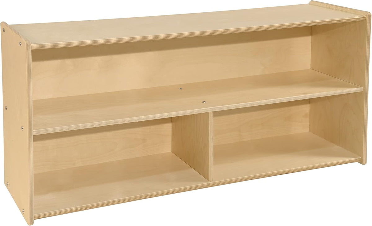 2-Shelf Kids Bookshelf & Toy Storage Organizer | 3-Section Montessori Shelves for Home & Classroom Organization & Storage