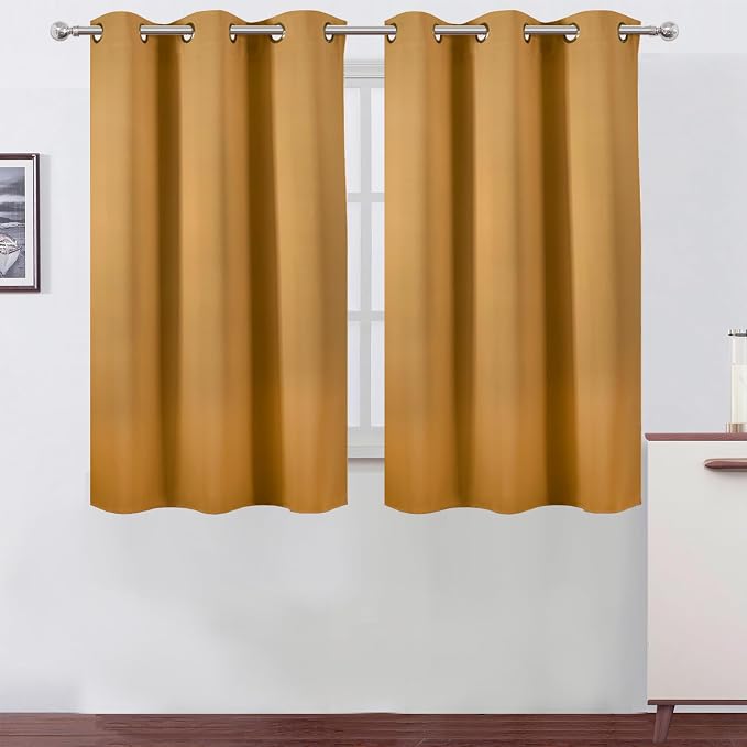 LEMOMO Mustard Yellow Blackout Curtains/38 x 54 Inch/Set of Two Panels Grommet