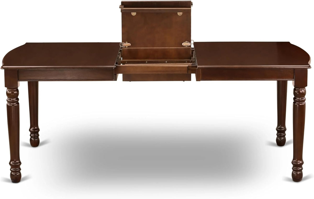 East West Furniture DODA5-MAH-26 5 Piece Dinette Set Consists of a Rectangle Dining Table with Butterfly Leaf and 4 Polyester Fabric Parson Chairs, 42x78 Inch, Mahogany