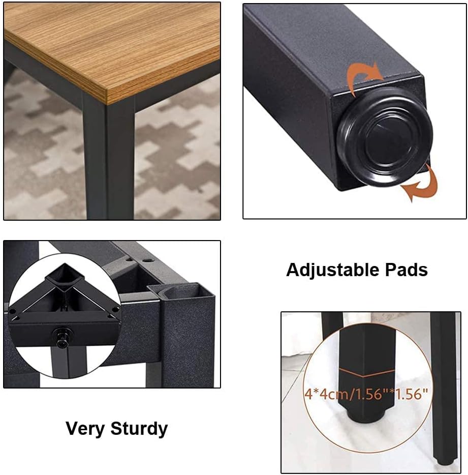 BIBOC 24X55 inches Computer Desk/Dining Table, Office Desk, Composite Wood Board Sturdy Writing Workstation for Home Office Walnut and Black Legs