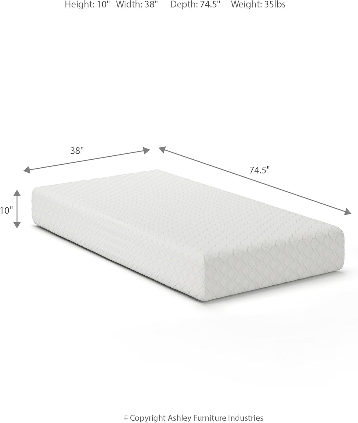 Signature Design by Ashley Twin Size Chime 10 Inch Medium Firm Memory Foam Mattress with Green Tea & Charcoal Gel for Pressure Relief, Fiberglass Free, Mattress In A Box