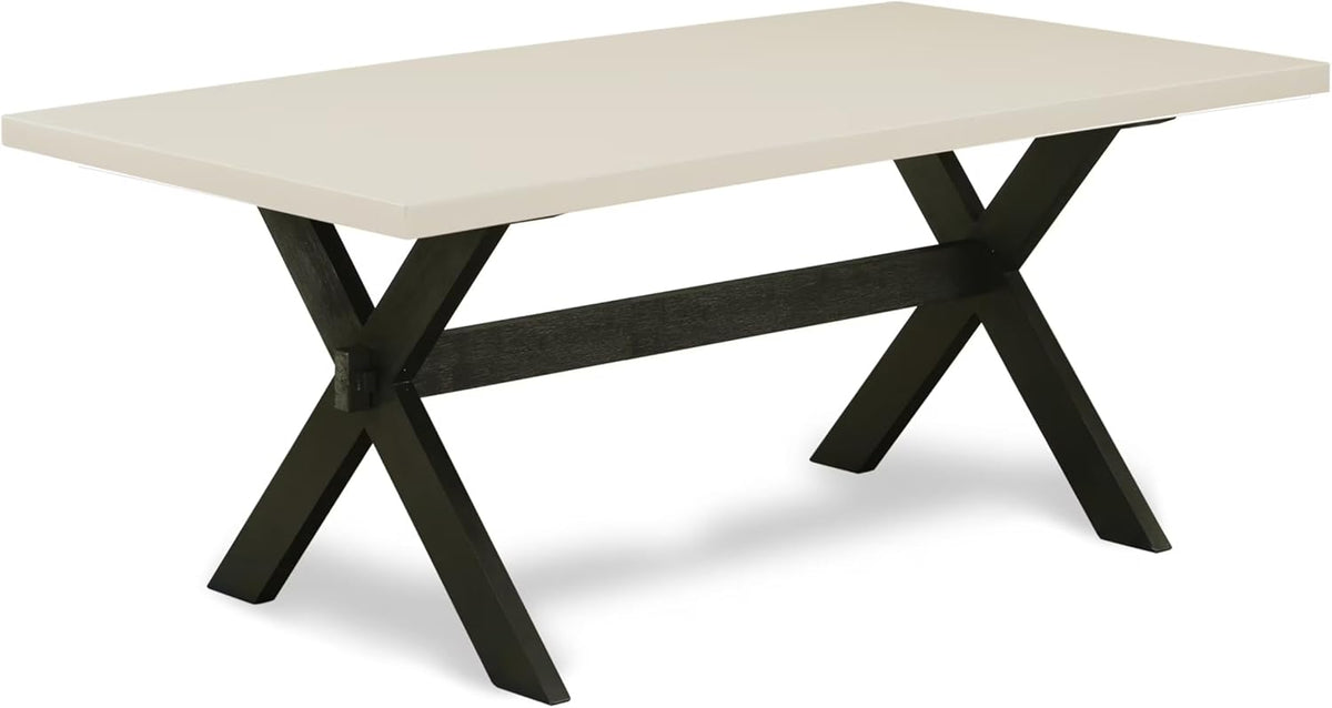 East West Furniture X627MZ650-7 7 Piece Dining Table Set Consist of a Rectangle Kitchen Table with X-Legs and 6 Dark Gotham Grey Linen Fabric Upholstered Chairs, 40x72 Inch, Multi-Color