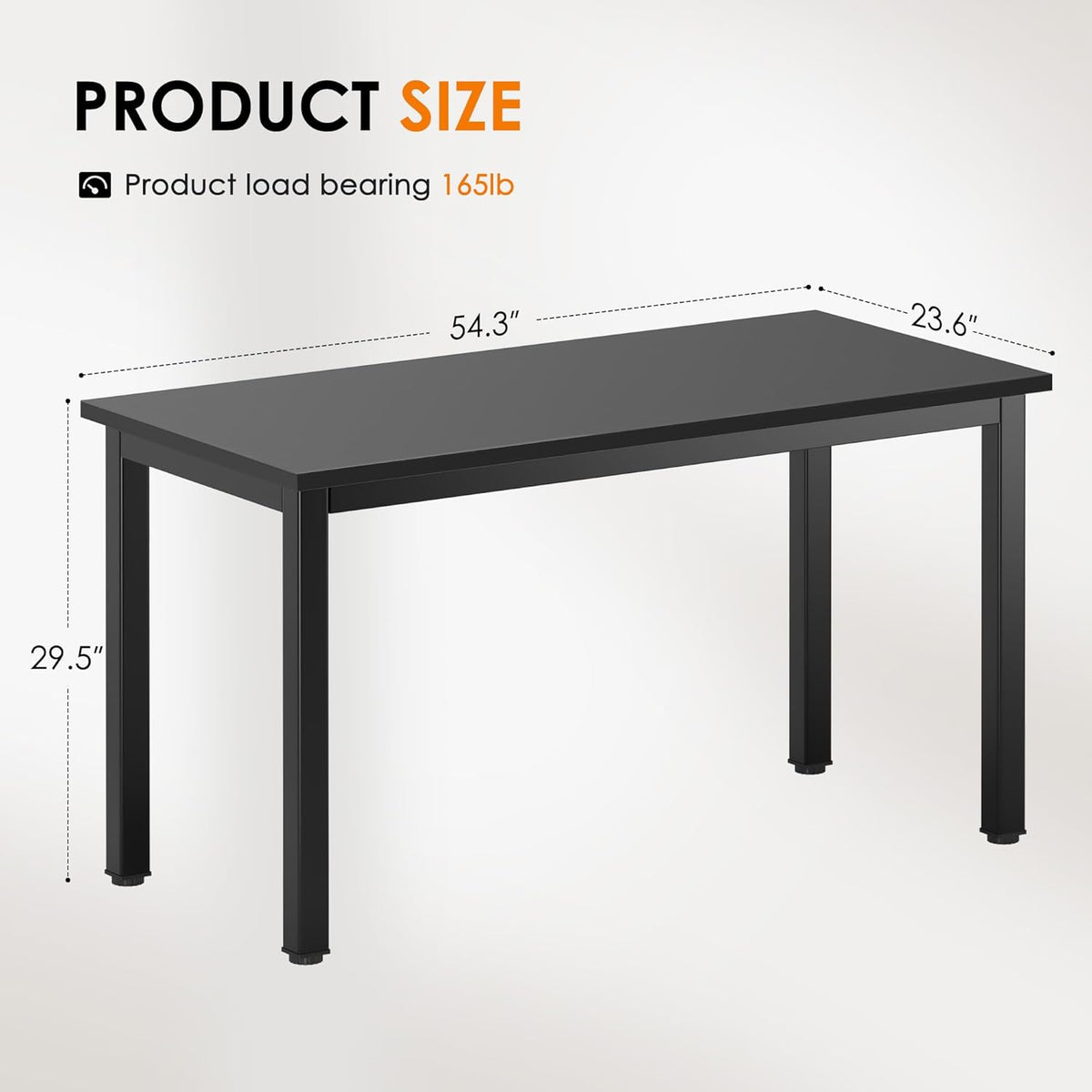 DlandHome Large Computer Desk, Composite Wood Board, Decent and Steady Home Office Desk/Workstation/Table 54.3inch Black Black