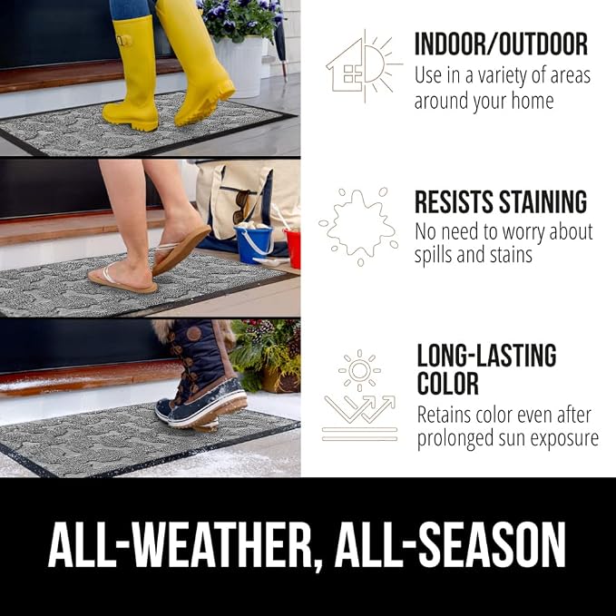 GORILLA GRIP 100% Waterproof All-Season WeatherMAX Doormat, US Designed Natural