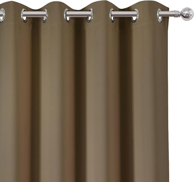 LEMOMO Blackout Curtains 52 x 84 inches Long Brown Curtains Set of 2 Panels