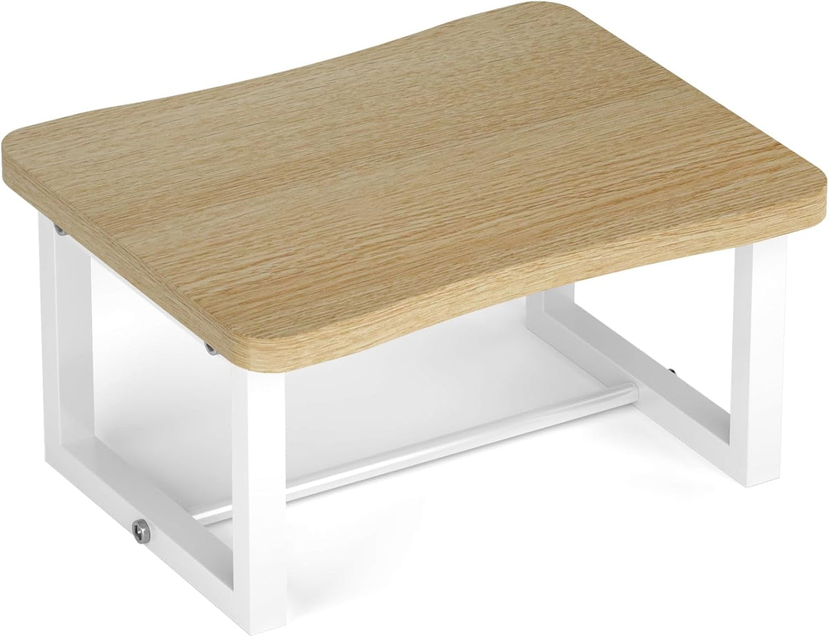 Wooden Step Stool for Adults & Kids, 500 Lbs Capacity,Learning Helper Stool for Kitchen Counter Bathroom Sink Toilet Potty Training with Metal Frame,Non-Slip Pads
