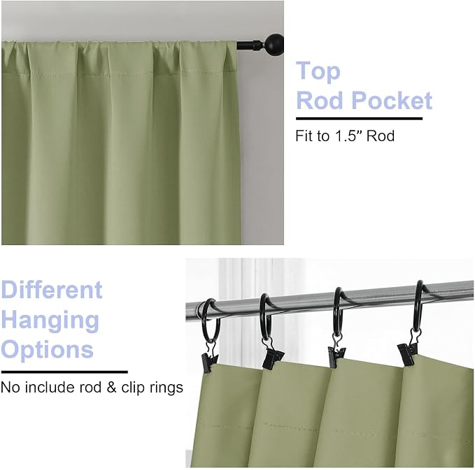 Simplebrand Ava Sage Green Blackout Curtains