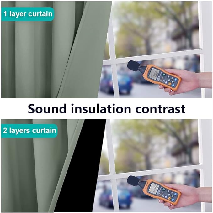 NICETOWN Greyish Green 100% Blackout Curtains