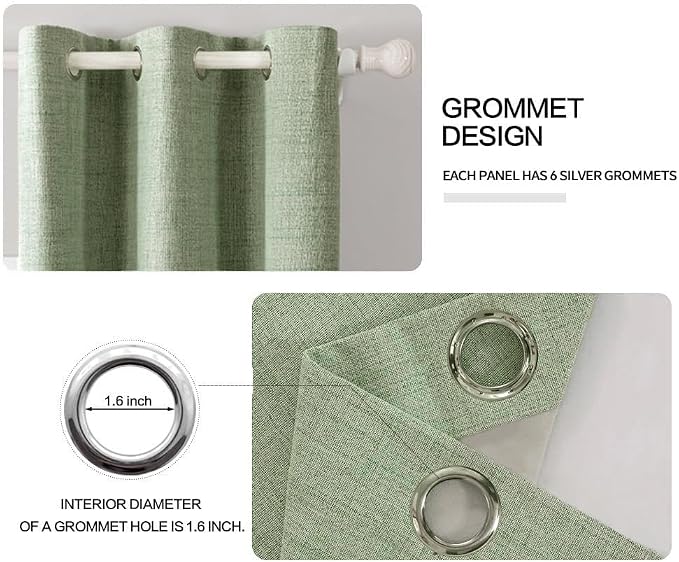 MIULEE Linen Blackout Curtains and Drapes 100% Room Darken Thermal Insulated
