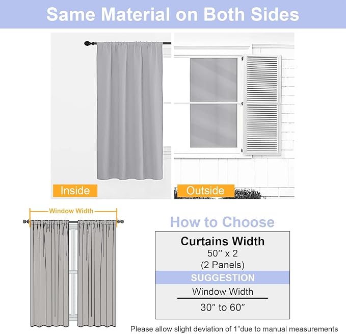 Simplebrand Silver Grey Blackout Curtains
