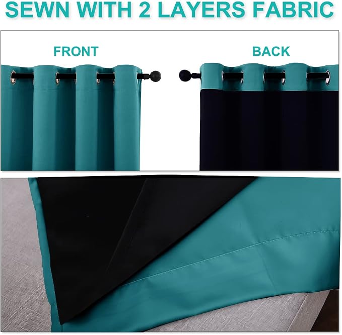 NICETOWN 100% Blackout Curtains 54 inches Long, Double-Deck Completely Blackout