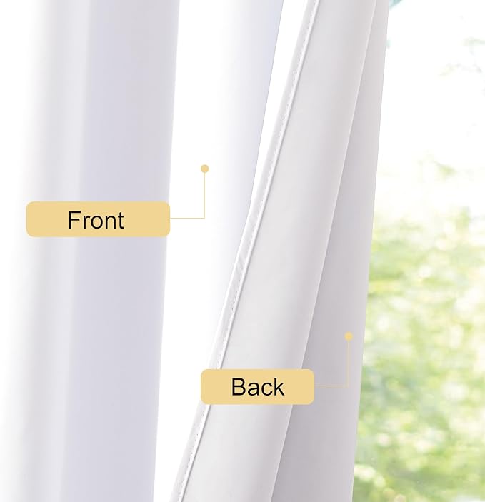 NICETOWN Bedroom 100% Blackout Curtains, 2 Panels, 34 by 84, Snow White