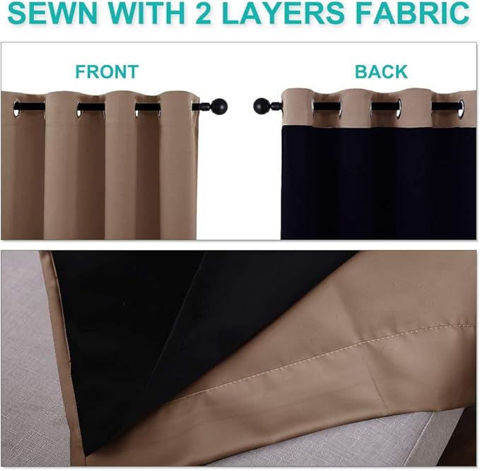 NICETOWN Full Shading Curtains 90 inches Long 2 Panels Set