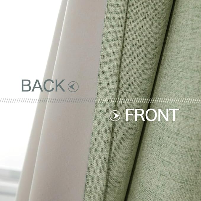 MIULEE Linen Texture Curtains for Bedroom Solid 100% Blackout Thermal Insulated
