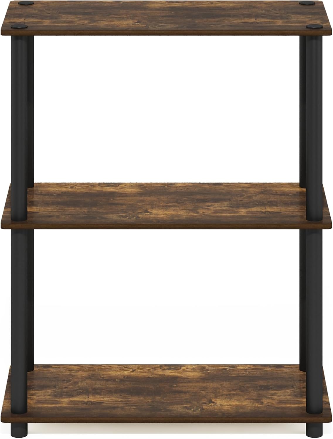 Furinno Turn-N-Tube 3-Tier Compact Multipurpose Shelf Display Rack, Amber Pine/Black