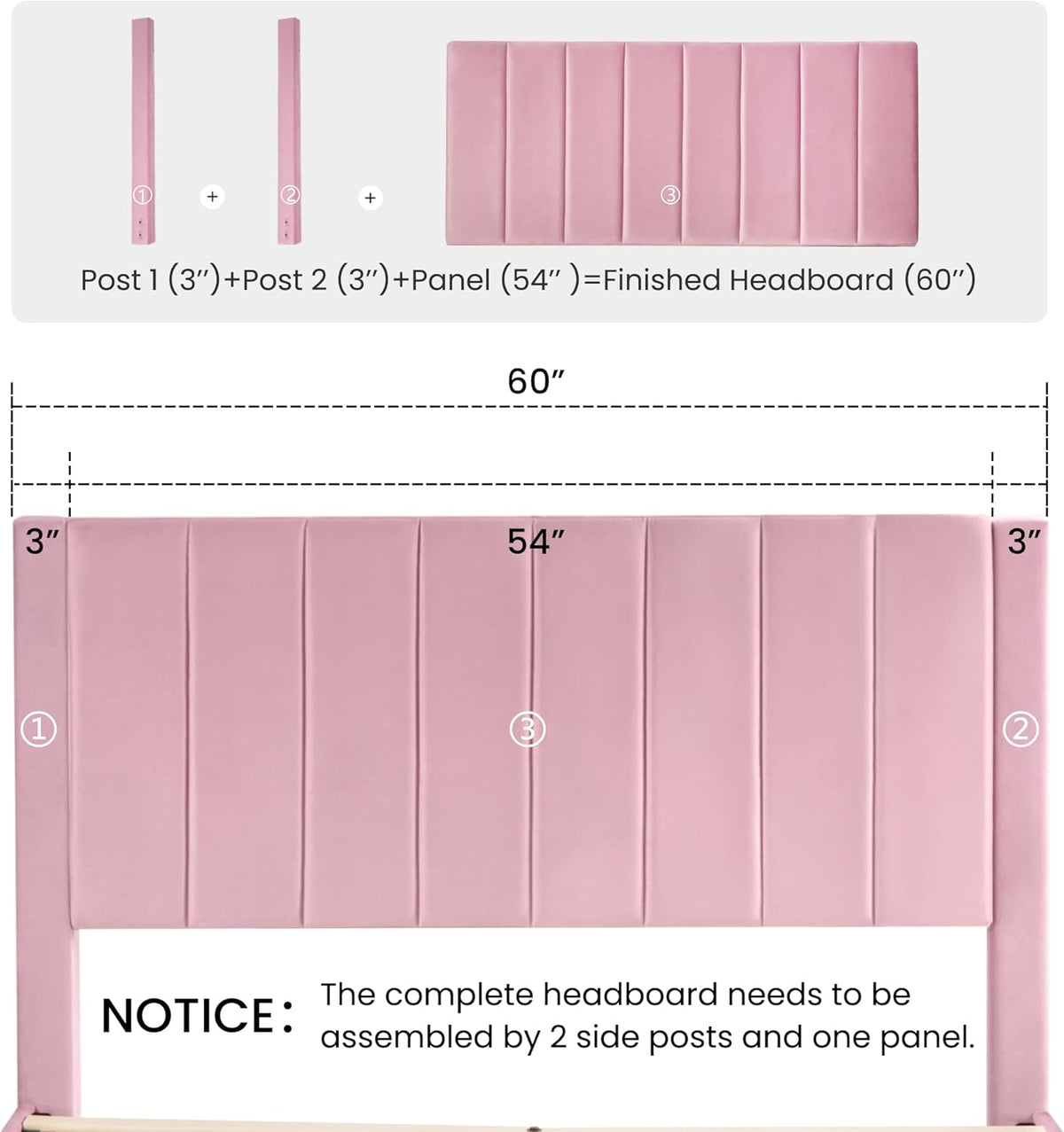 SHA CERLIN Queen Bed Frame/Velvet Upholstered Platform Bed Frame with Headboard/Strong Wood Slats Support/Mattress Foundation/No Box Spring Needed - Pink