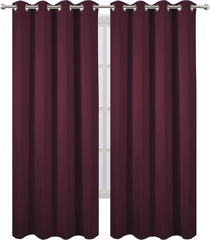 LEMOMO Blackout Curtains 66 x 84 inch/Burgundy Red Curtains Set of 2