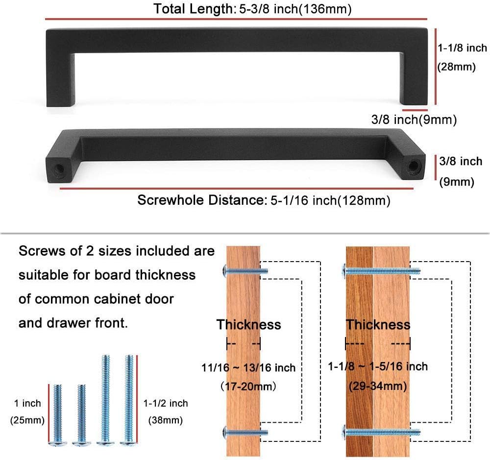 KOOFIZO Solid Square Bronze Kitchen Cabinet Handles Oil Rubbed Bronze Cabinet Pulls, 10 Pack 5 Inch Bronze Hardware for Kitchen Cabinets Drawers Dresser Cupboard Bedroom Bathroom