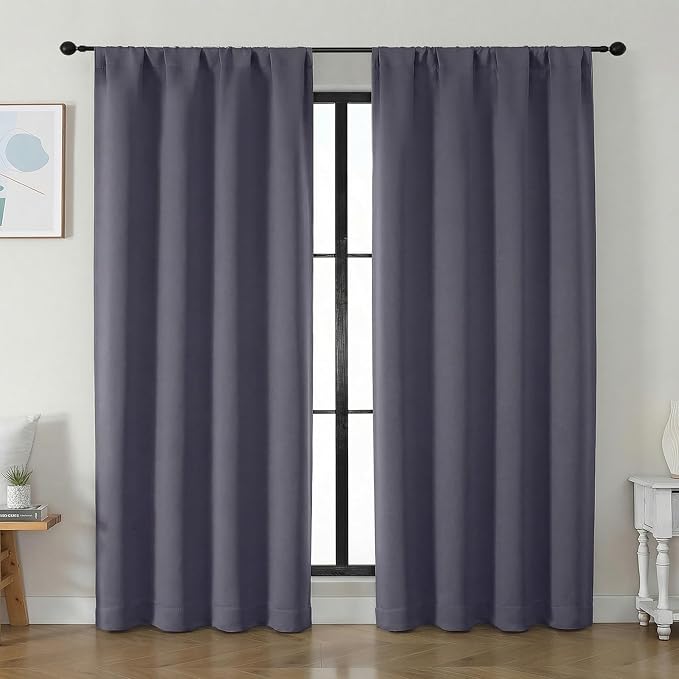 Simplebrand Ava Greyish Purple Blackout Curtains