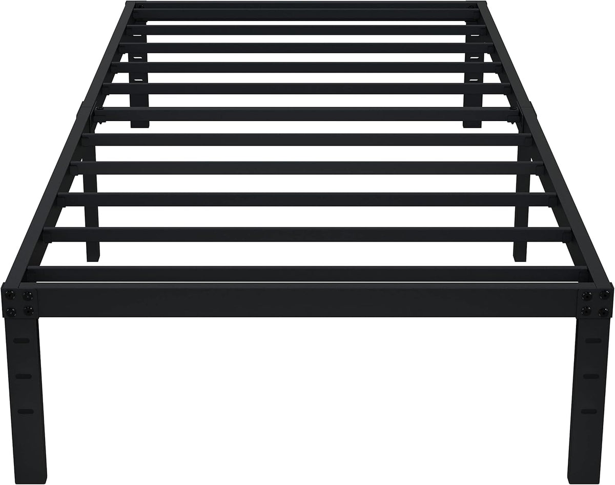 EMODA 14 Inch Twin Bed Frames No Box Spring Needed, Heavy Duty Metal Twin Platform Bed Frame, Noise Free, Easy Assembly, Black