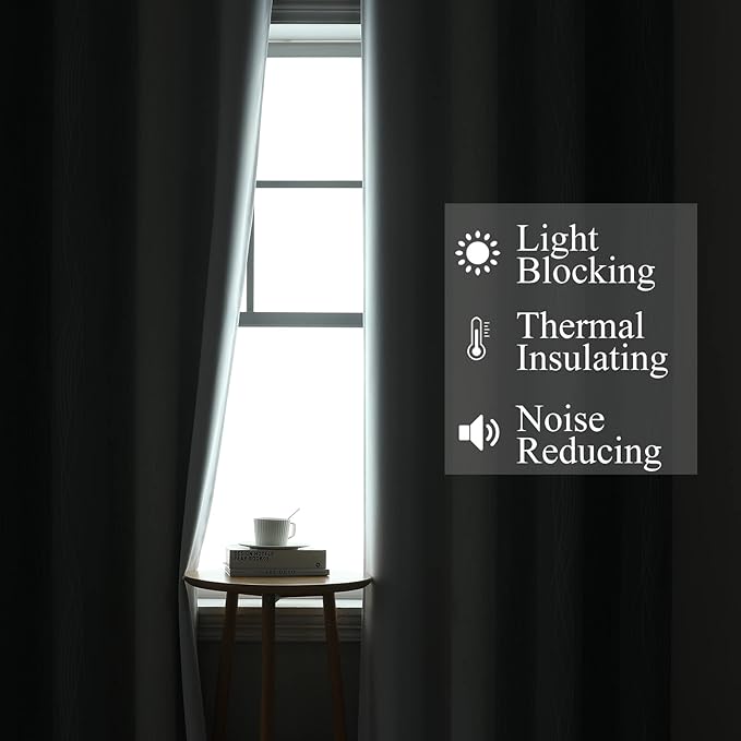 Estelar Textiler Thermal Insulated Blackout Curtains 96 Inches Long, Ombre Grey