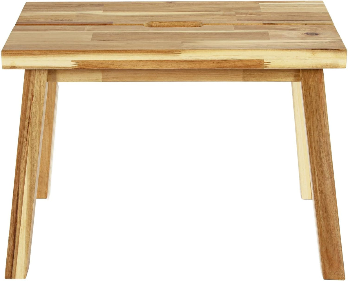 Bench 100% Solid Acacia Wood, Backless, Wax Galvanized Finish, Easy Assembly, End Table Wooden Bench Furniture for Plant, Dining Room, Entryway, Indoor (26 inches)
