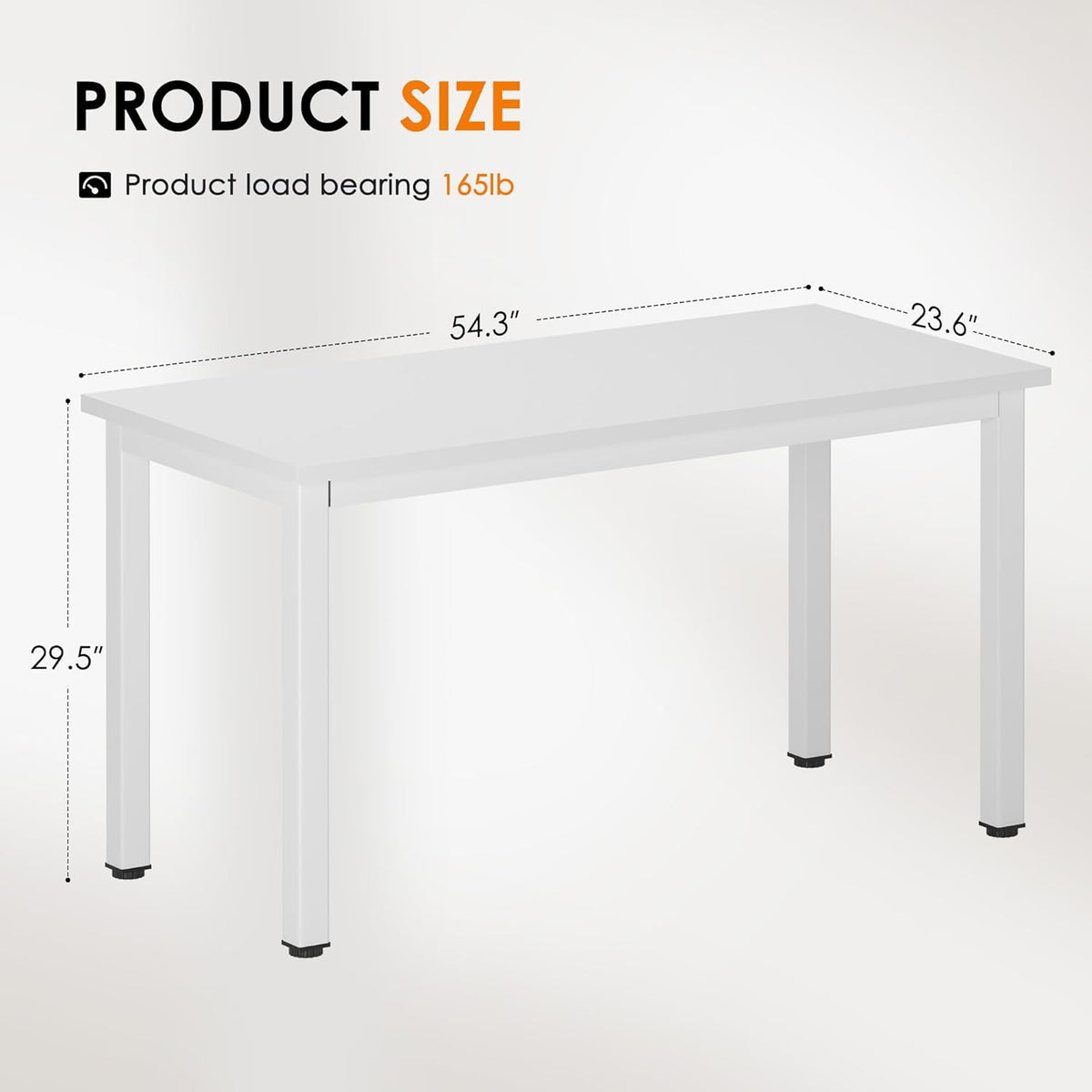 DlandHome Large Computer Desk, Composite Wood Board, Decent and Steady Home Office Desk/Workstation/Table 54.3inch White White
