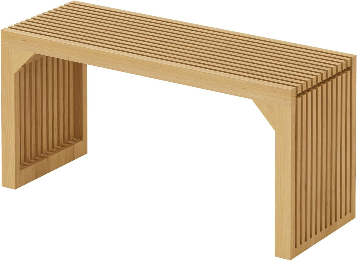 ROOMTEC 35" Dining Bench, Indoor Wood Bench for Entryway,Living Room,Kitchen and Bedroom (Nature, Long Bench)