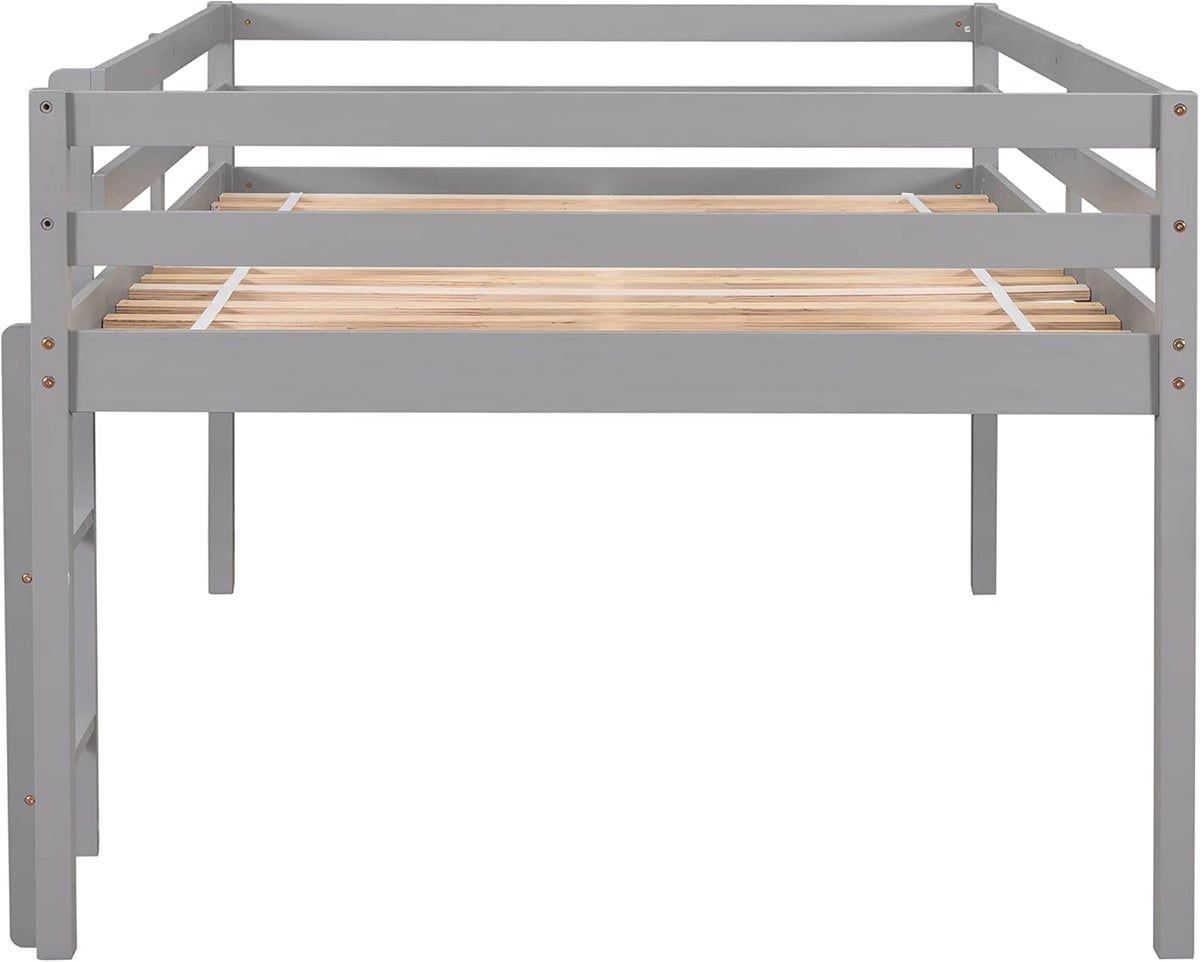 HomSof Full Loft Bed with Guard Rail & Ladder,No Box Spring Needed,Easy Assembly,Grey