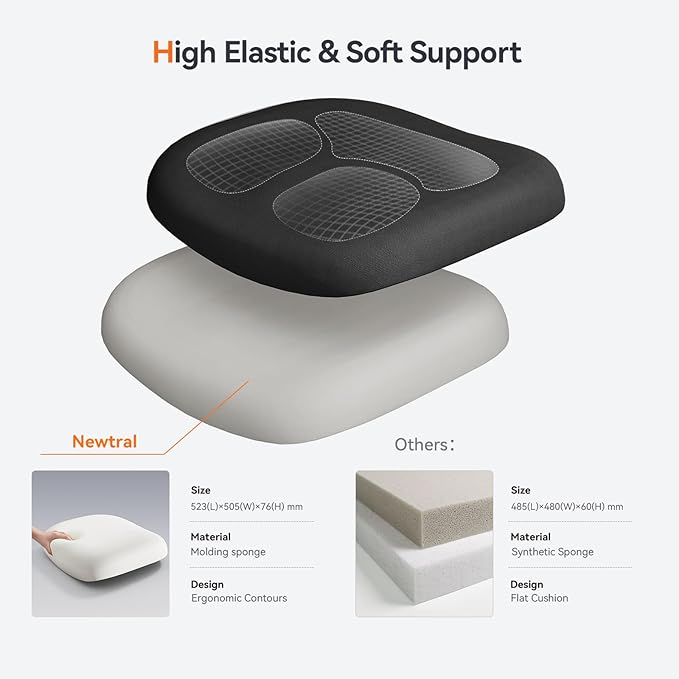 Newtral Ergonomic Office Chair with Adaptive Lumbar Support- High Back Desk Chair with Adjustable Headrest, 3D Armrest, Adjustable Seat Depth & Height, Home Office