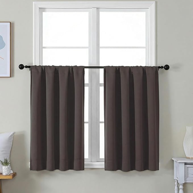 Simplebrand Ava Chocolate Short 36 Inches Blackout Curtain 2 Panels Set