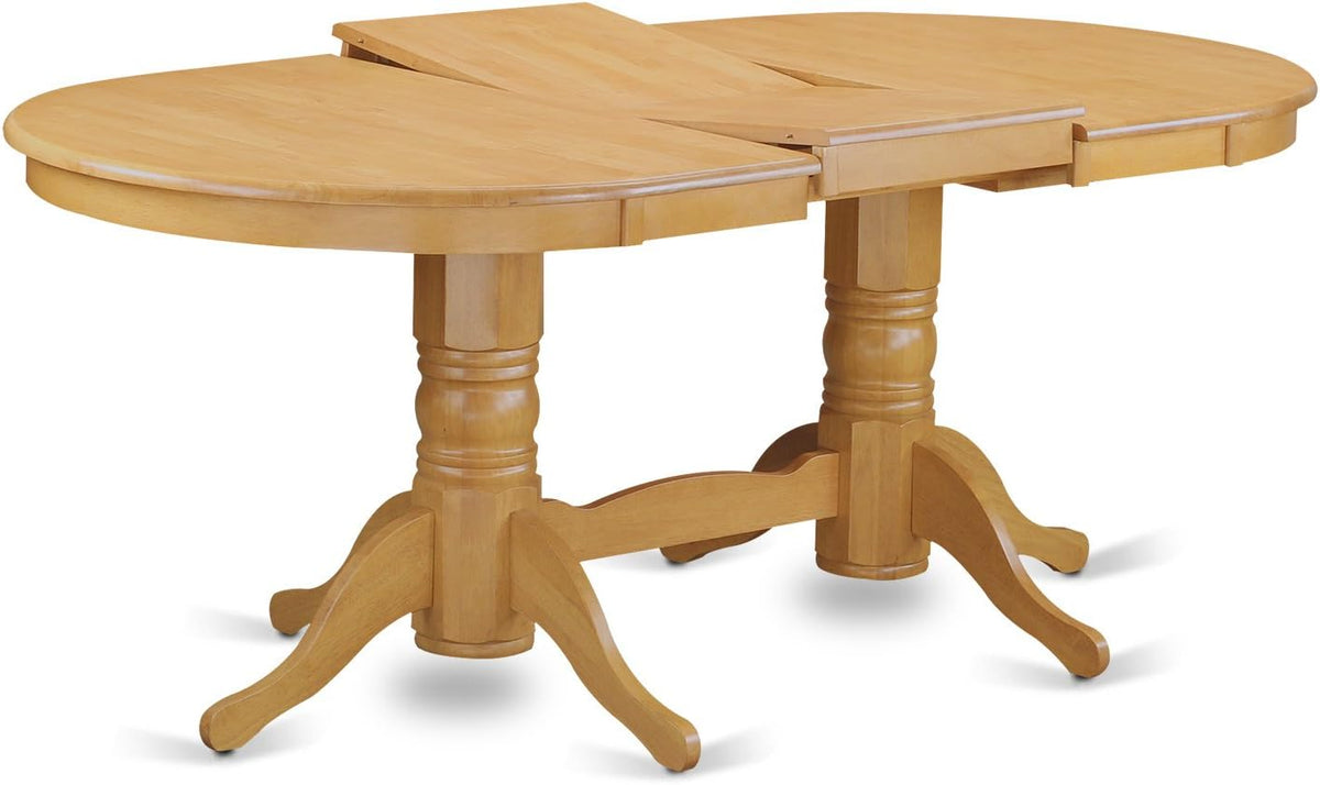 East West Furniture VAAN7-OAK-W 7 Piece Kitchen Table & Chairs Set Consist of an Oval Dining Room Table with Butterfly Leaf and 6 Solid Wood Seat Chairs, 40x76 Inch, Oak