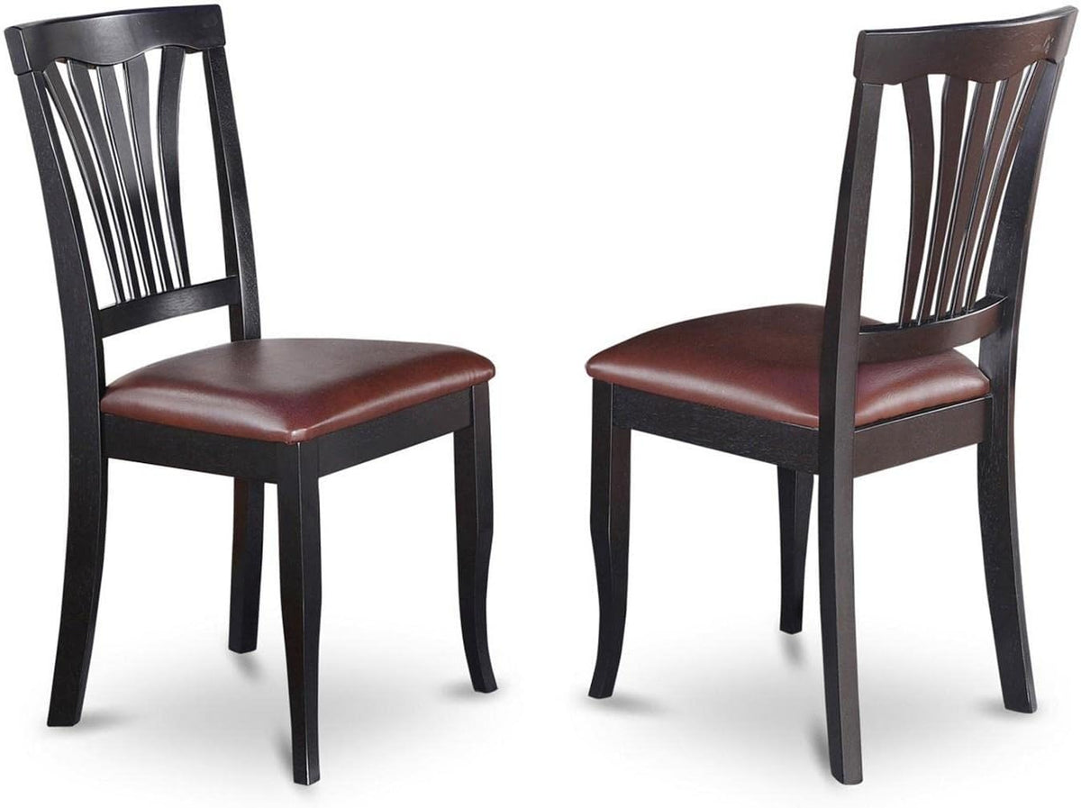 East West Furniture SUAV5-BCH-LC 5 Piece Dining Table Set for 4 Includes a Round Kitchen Table with Dropleaf & Shelves and 4 Faux Leather Dining Room Chairs, 42x42 Inch, Black & Cherry