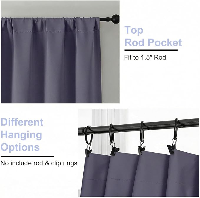Simplebrand Ava Greyish Purple Blackout Curtains