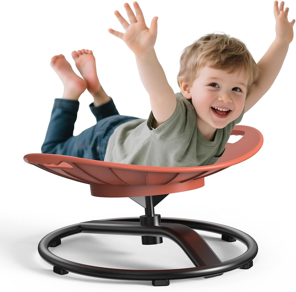 Spinning Chair for Autistic Kids - Safety Handle Sensory Chair for Autistic Children with Non-Slip Design, 3-12 Years Kids Swivel Chairs(Orange)