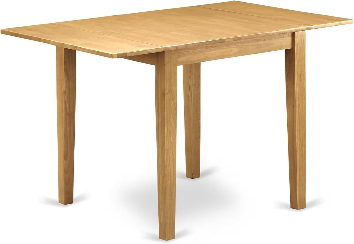 East West Furniture NDEN5-OAK-07 5 Piece Dining Room Furniture Set Includes a Rectangle Dining Table with Dropleaf and 4 Limelight Linen Fabric Upholstered Chairs, 30x48 Inch, Oak