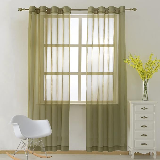 NICETOWN Sheer Window Curtains Green