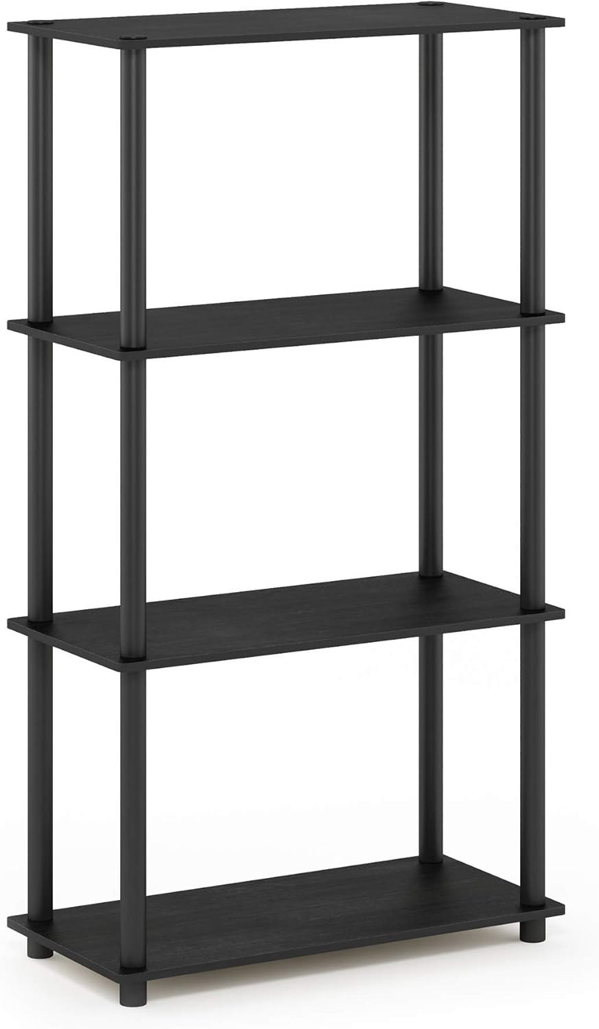 Furinno Turn-N-Tube 4-Tier Multipurpose Shelf Display Rack, Round Tubes, Americano/Black