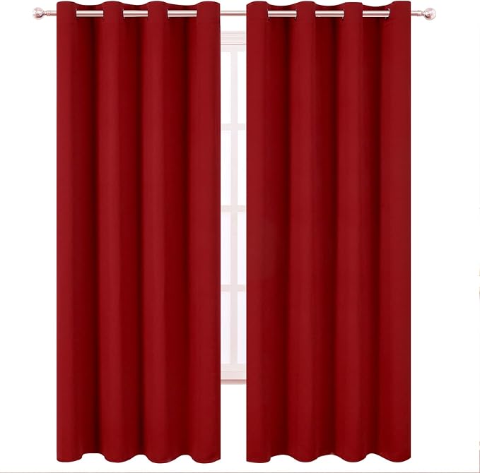 LEMOMO Blackout Curtains 52 x 120 Inch Long Red Curtains Set of 2 Panels Room