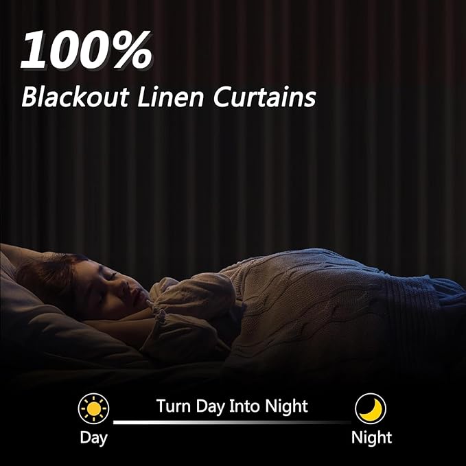 Guken 100% Blackout Curtains 84 Inch Length 2 Panels Set