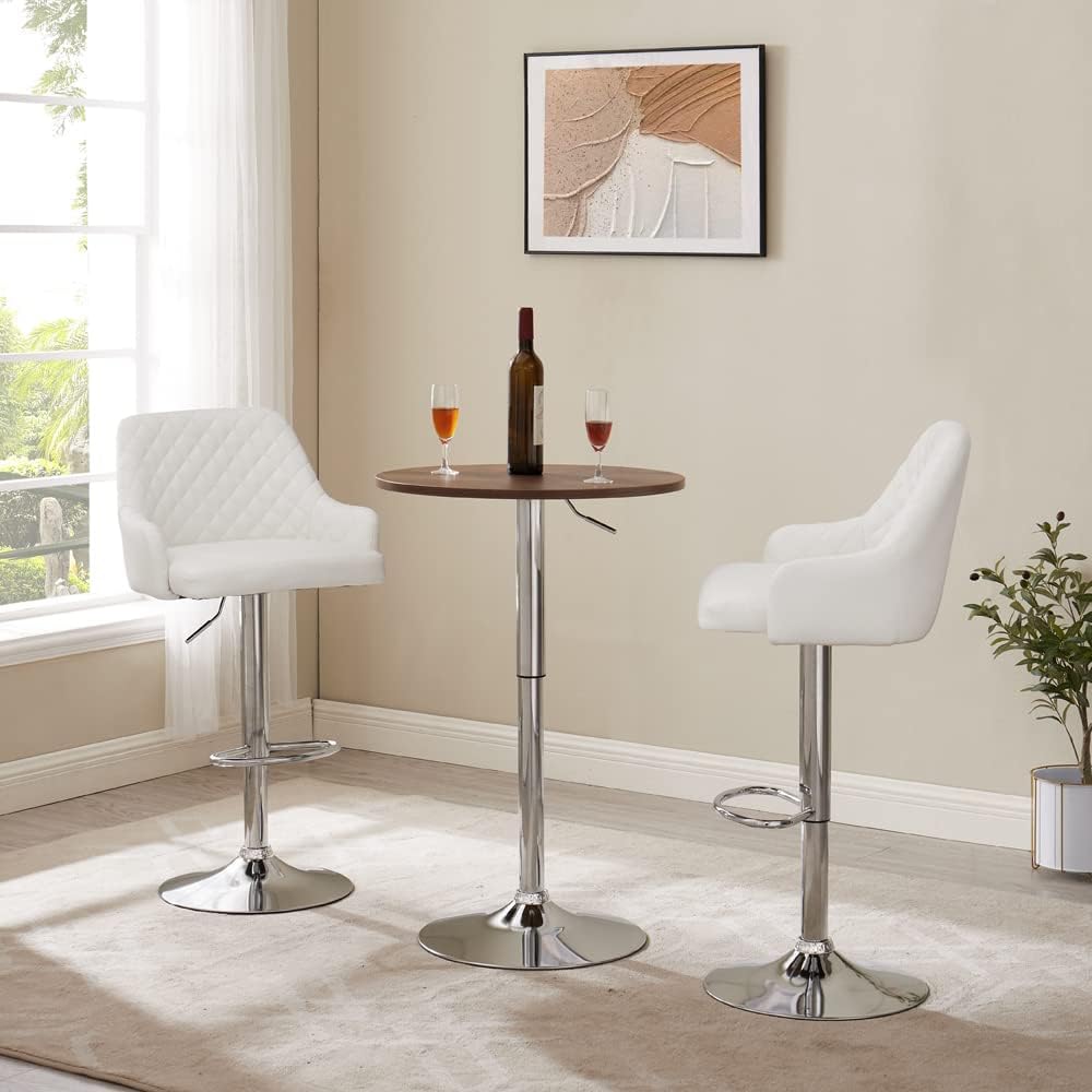 VECELO Adjustable Bar Stools Set of 4 with Back, Bar Height for Kitchen Counter