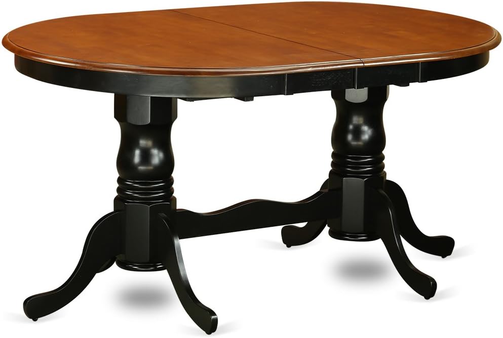 East West Furniture PLKE7-BCH-W 7 Piece Kitchen Table & Chairs Set Consist of an Oval Dining Room Table with Butterfly Leaf and 6 Dining Chairs, 42x78 Inch, Black & Cherry