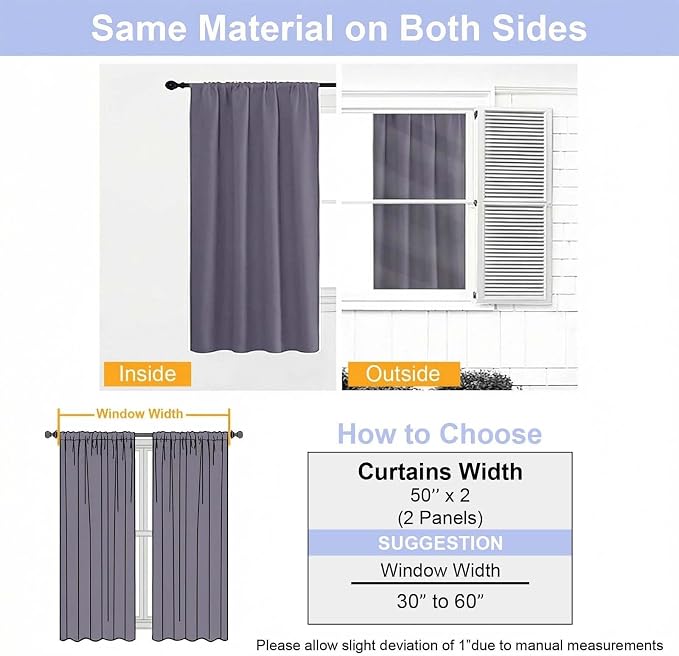 Simplebrand Greyish Purple Blackout Curtains