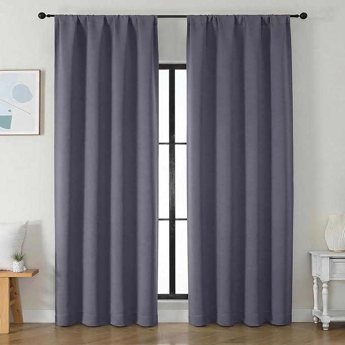 Simplebrand Greyish Purple Blackout Curtains
