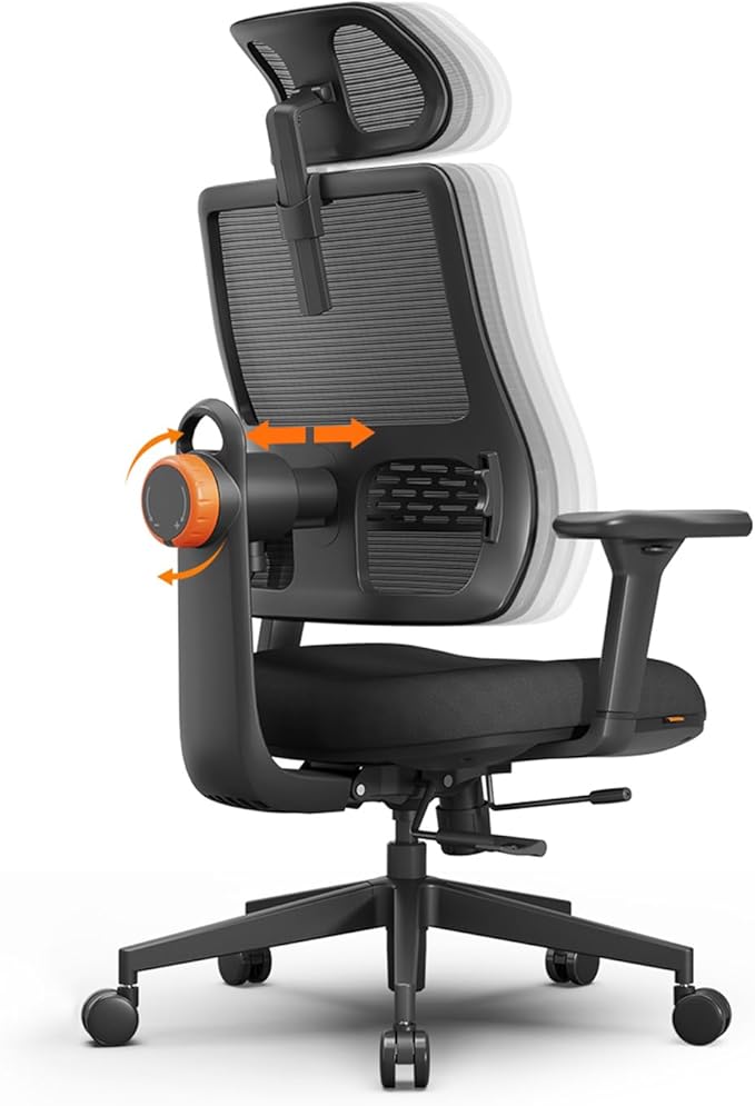 Newtral Ergonomic Office Chair with Adaptive Lumbar Support- High Back Desk Chair with Adjustable Headrest, 3D Armrest, Adjustable Seat Depth & Height, Home Office