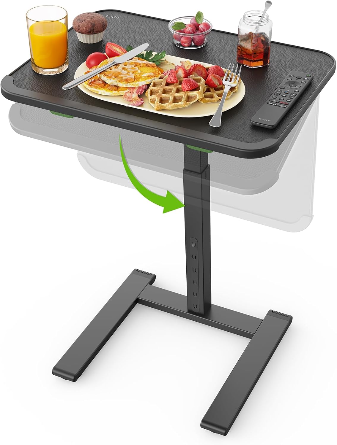 SAIJI Mobile TV Tray Table, Heavy Duty Metal TV Trays for Eating on Couch, Height & Angle Adjustable Desk for Bed, Sofa, Recliner, Portable Small Foldable Tables