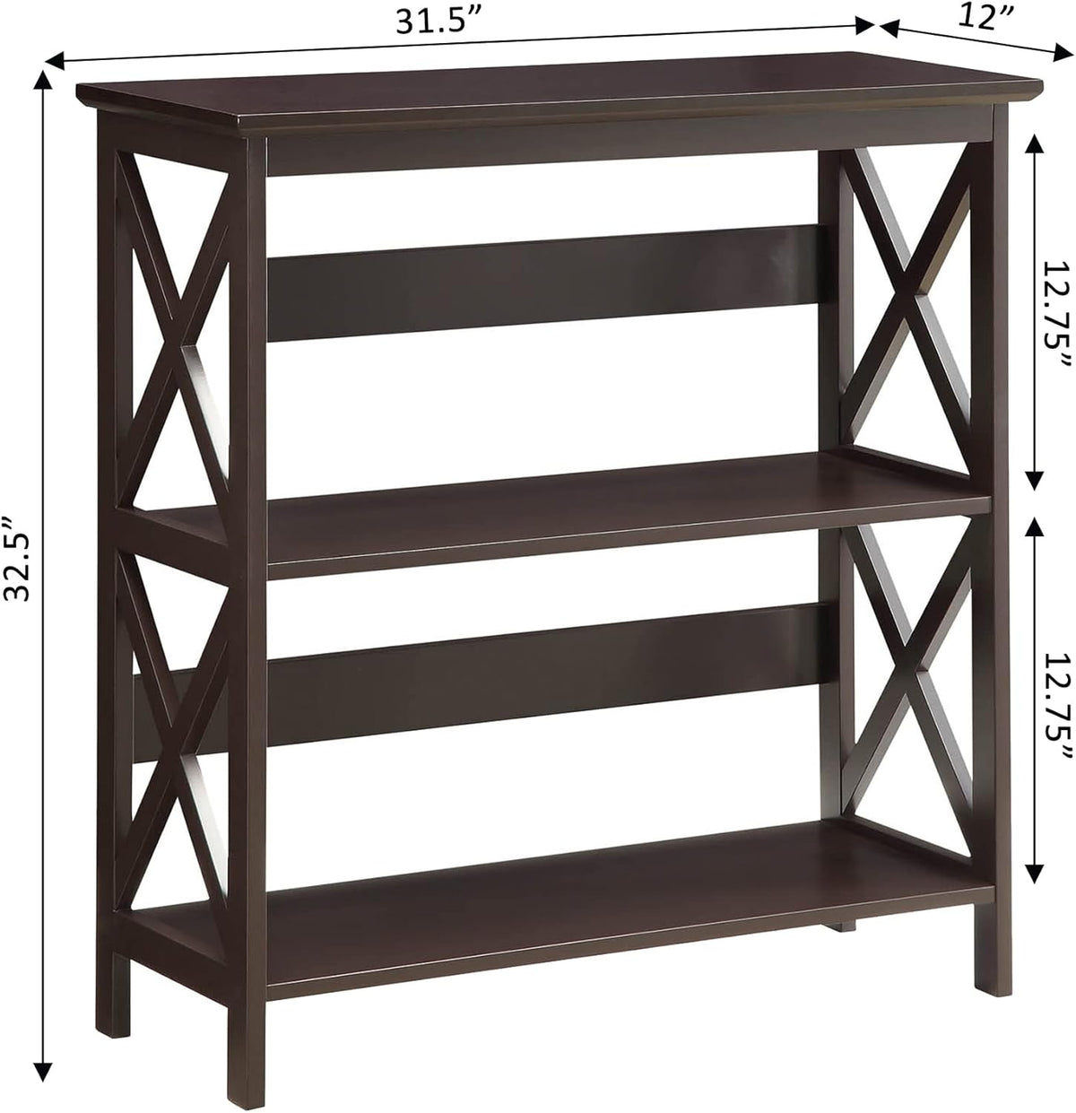 Convenience Concepts Oxford 3 Tier Bookcase, Espresso
