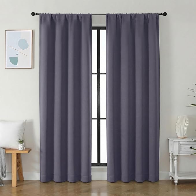 Simplebrand Ava Greyish Purple Blackout Curtains
