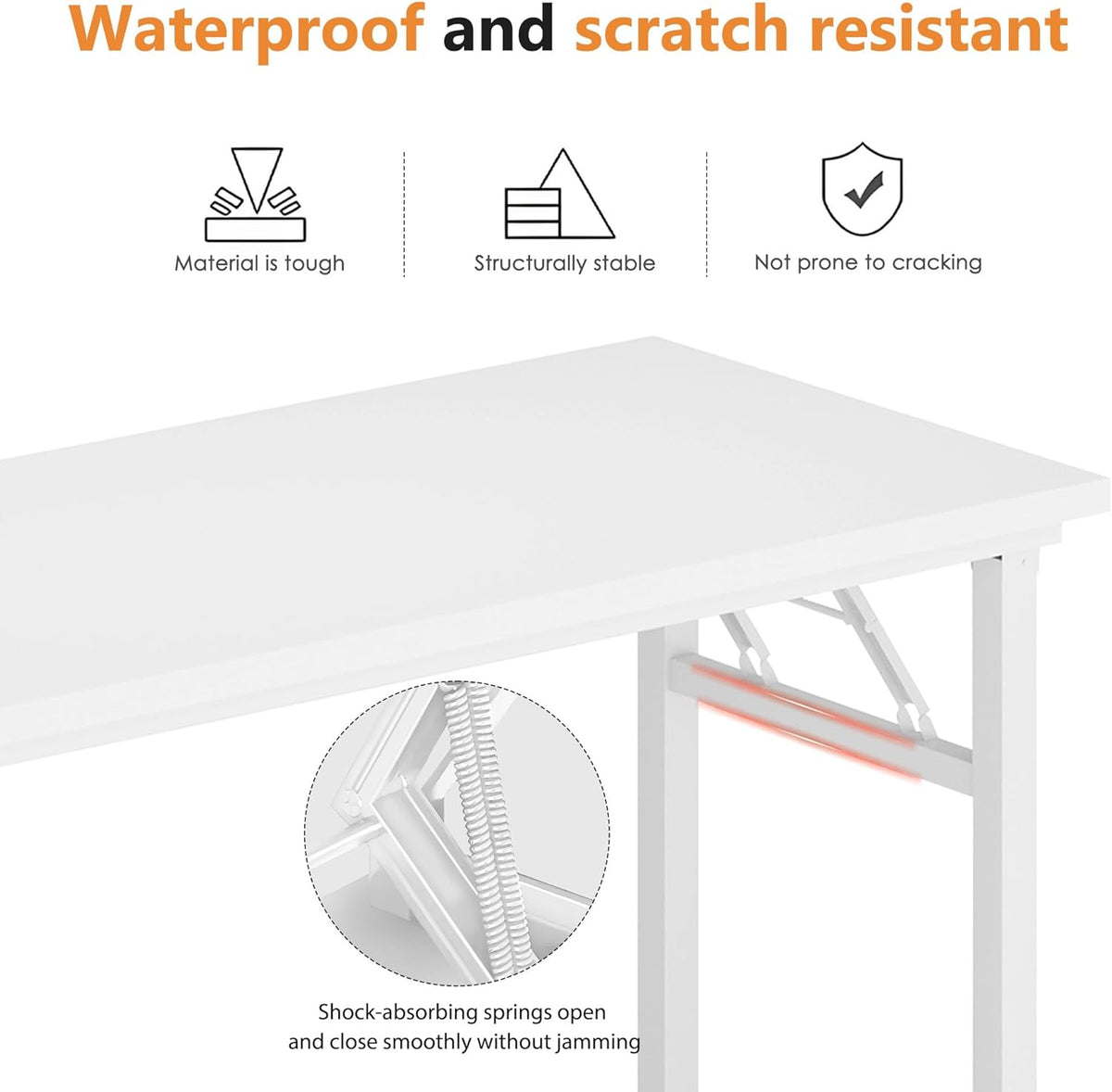 Folding Desk, 62 inch No Assembly Folding Desks for Small Spaces, Sturdy Foldable Computer Desk, Functional Home Office Desks, Study Writing Desk Office Table Workstation for Home Office Outdoor