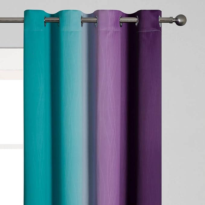 Estelar Textiler Teal and Purple Blackout Curtains